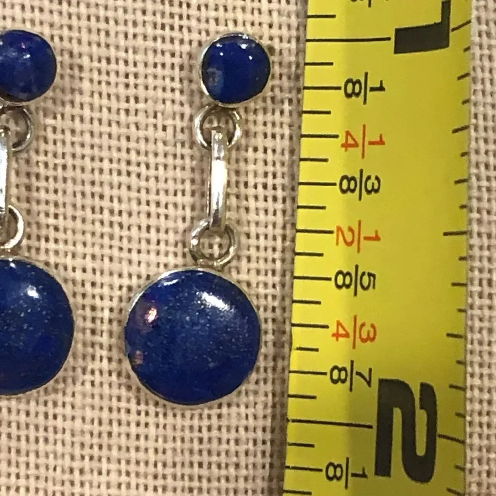 LAPIS LAZULI Sterling Silver 950 Drop Dangle Earrings
